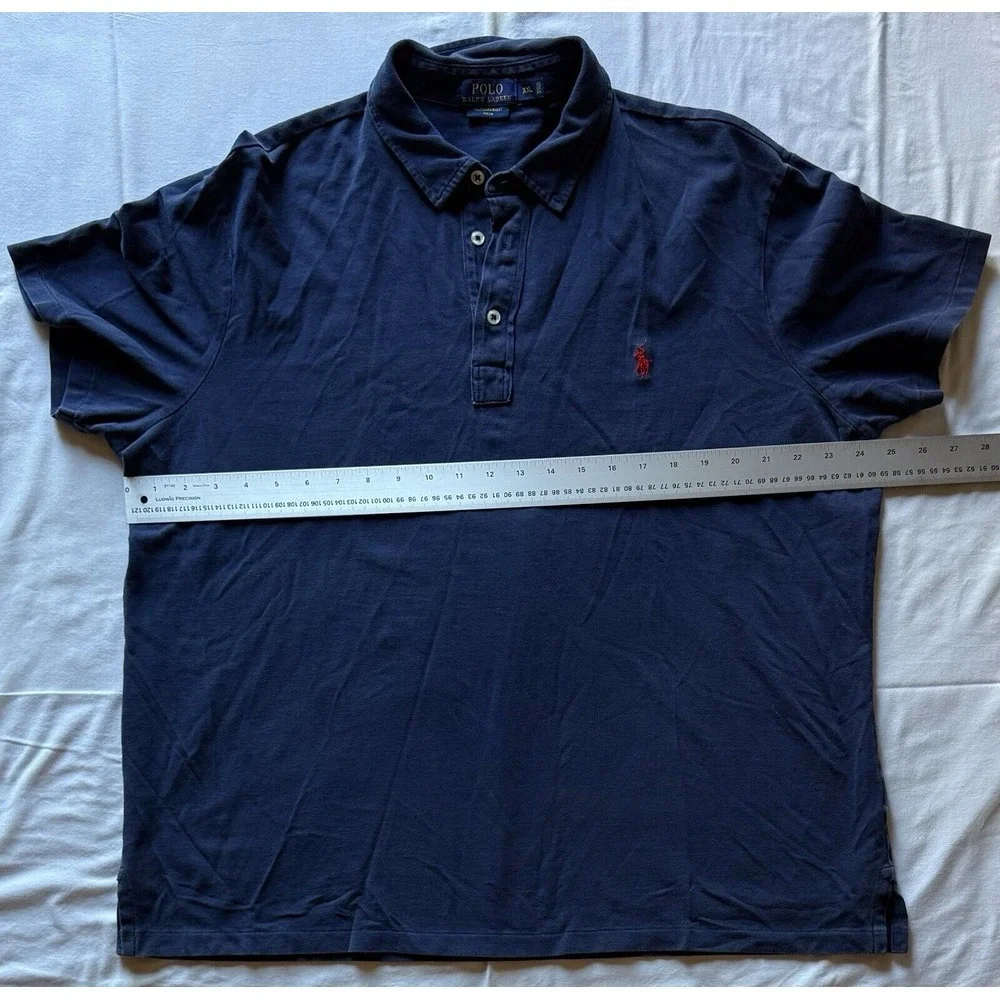 Polo‎ Shirt Men Extra Large XL Navy Blue Small Pony 100% Cotton Ralph Lauren